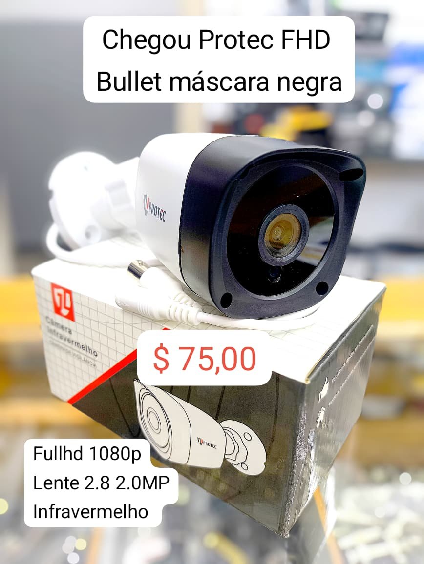 Oferta de câmera Protec FHD Bullet com máscara negra