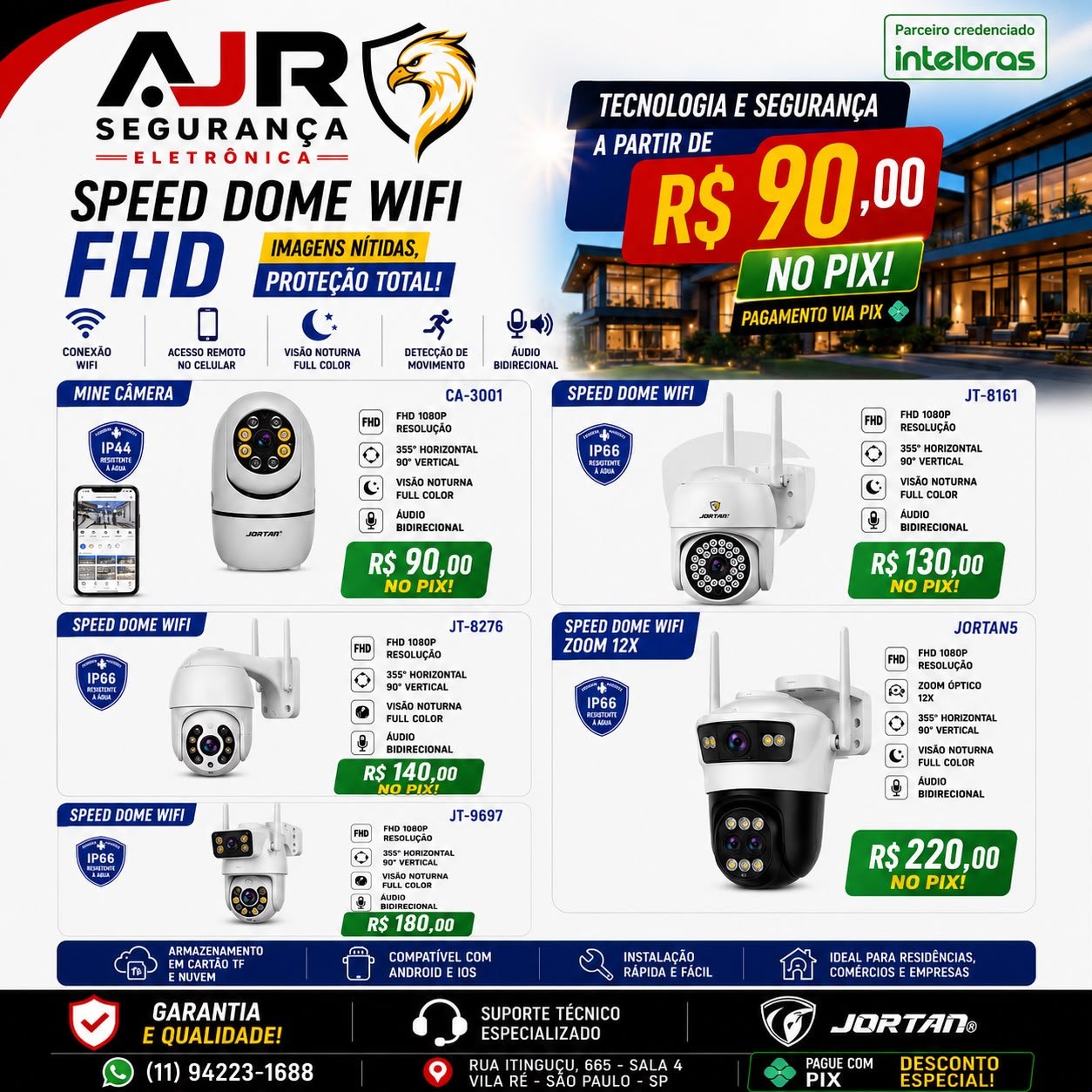 Promoção de câmeras Speed Dome Wi-Fi Full HD a partir de R$ 90,00
